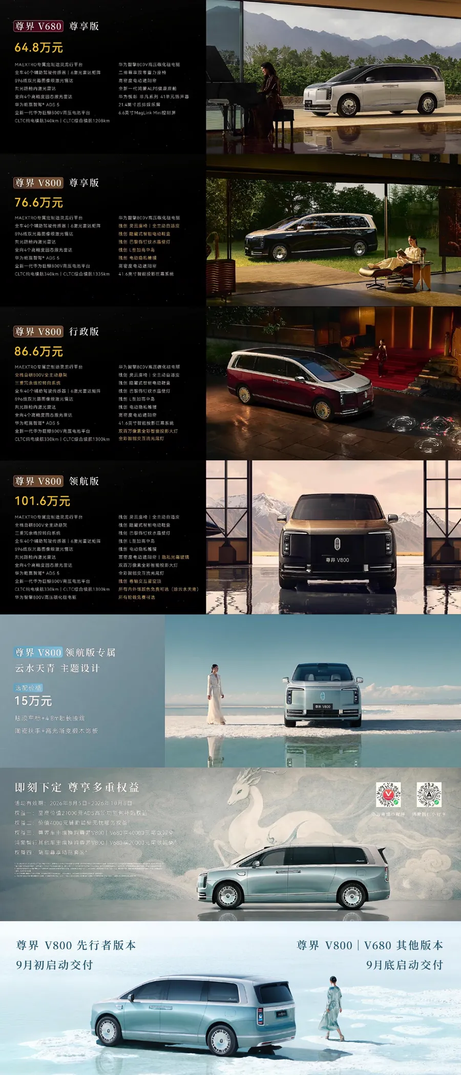 尊界V680与V800上市：价格配置权益全对比