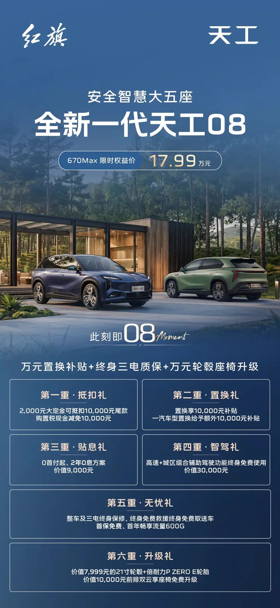 新款红旗天工08 670 Max上市 限时权益价17.99万元