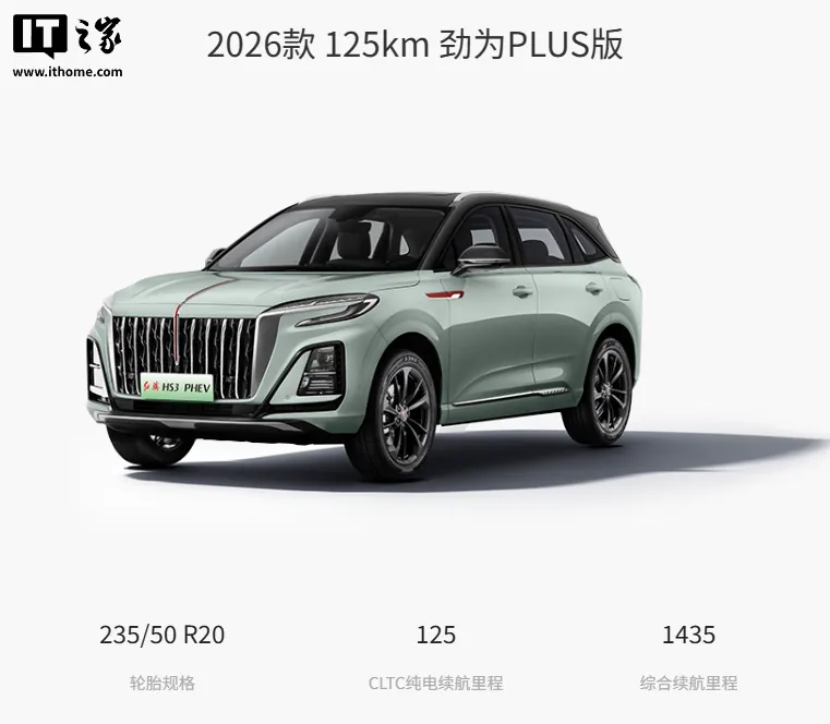 2026款红旗HS3 PHEV上市售15.98万起 切入15万级插混SUV