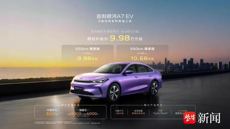 根据汽车之家援引官方信息，本次9.98万元起的权益价对应车系入门版本。在此基础上，用户还可获得新增的3000元充电补贴，并可同享「本品置换补贴5000元、他品置换补贴4000元」的焕新礼，以及「8万元…
