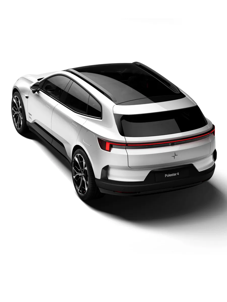 白色极星Polestar 4车尾视角