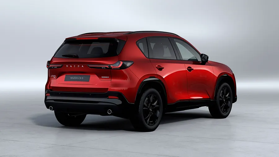 红色马自达CX-5后侧视角