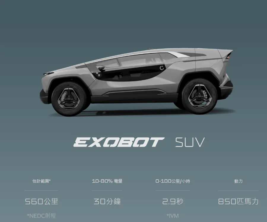 Exobot纯电SUV参数图