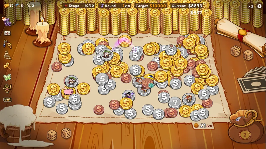 根据Steam商店页信息，《硬币酒馆》是一款以「投掷硬币」为核心的Roguelike游戏。玩家在混乱的酒馆中探索，收集各类独特硬币，将其组合成具备协同效应的构筑，打出Combo。其核心玩法围绕「硬币牌…